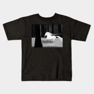 White horse | black and white | Artprint Kids T-Shirt